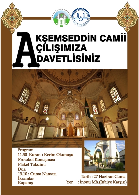 Akşemsettin Camii İbadete Açılıyor