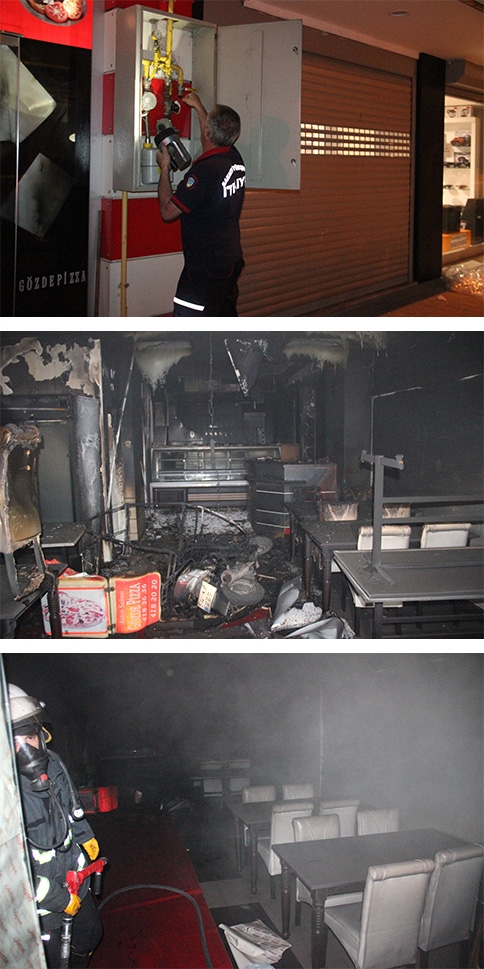 Gözde Pizza'da Gece Vakti Yangın Çıktı