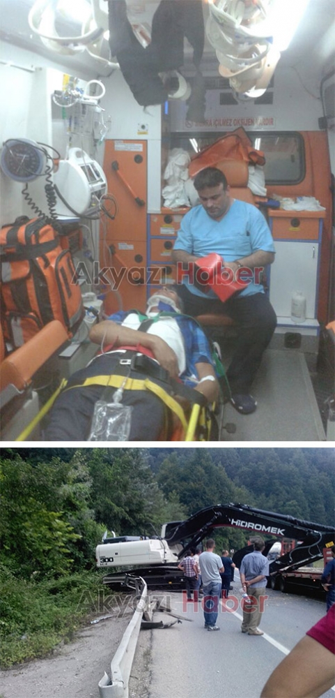 Seyir Halindeyken Kasasında Bulunan Paletli Kepçe Yola Savruldu