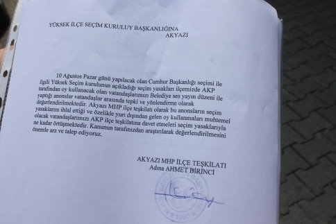 Mhp İlçe Teşkilatı’ndan İtiraz