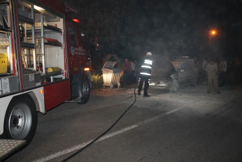 Yanan Aracın İmdadına İtfaiye Yetişti