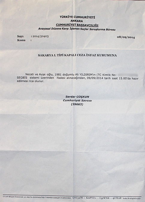 Ferizli Cezaevi’nden SEGBİS yöntemiyle ifade verdi