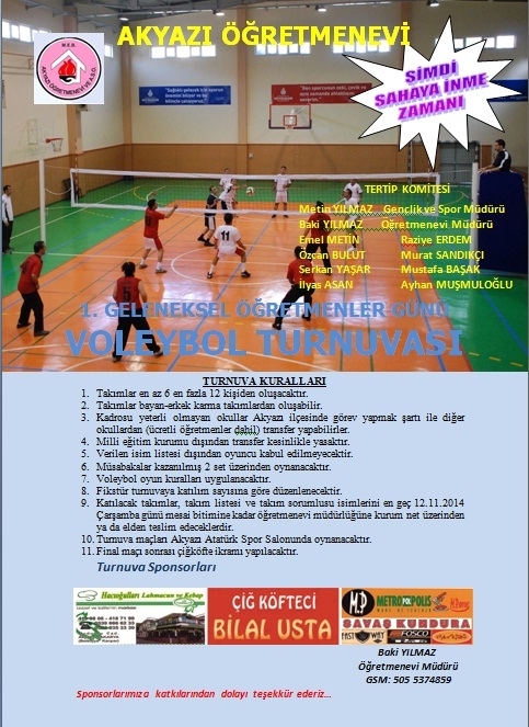 24 Kasım Öğretmenler Günü Voleybol Turnuvası Başlıyor