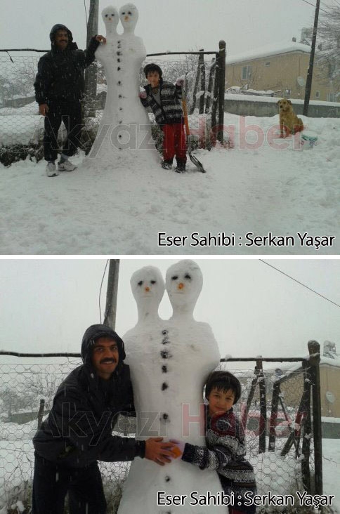 Akyazı'nın ilginç Kardan Adamı ve Camii