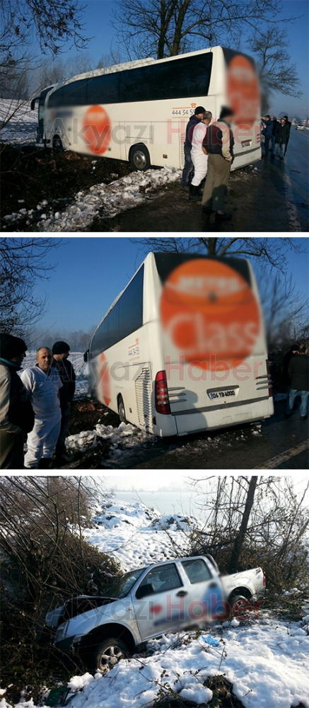 Akyazı’da 4 Araç Yoldan Çıktı