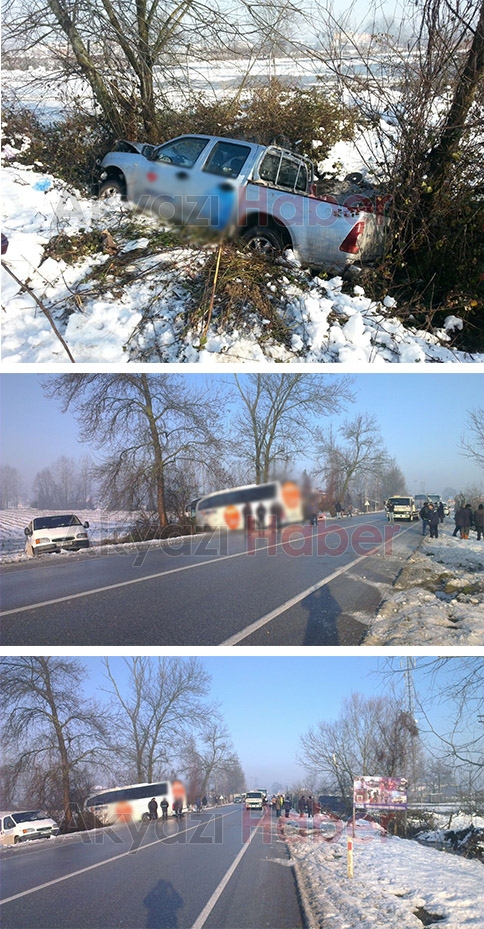 Akyazı’da 4 Araç Yoldan Çıktı