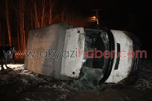 Gizli Buzlanma Sonucu Kayan Araç Takla Attı