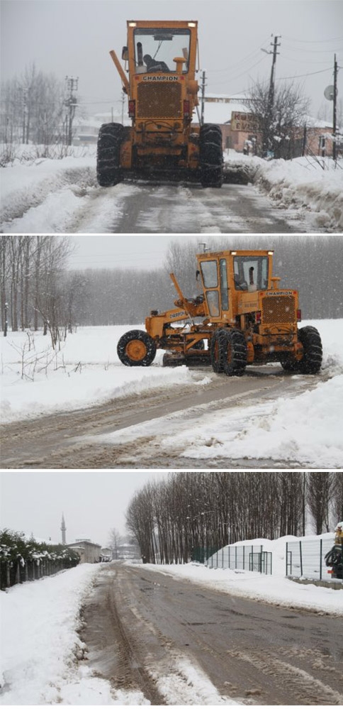 Akyazı'da Kar Mücadelesi Gece Gündüz Devam Ediyor