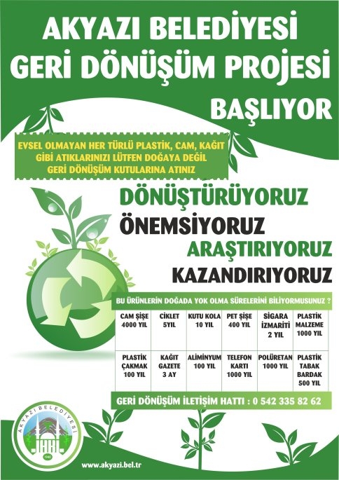 Akyazı Belediyesi Geri Dönüşüm Projesi Hayata Geçiyor