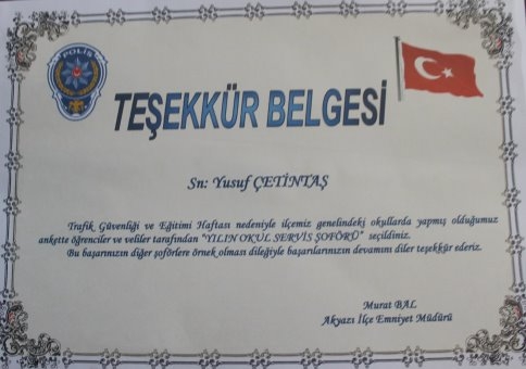 Yılın Okul Servis Şoförü Seçildi