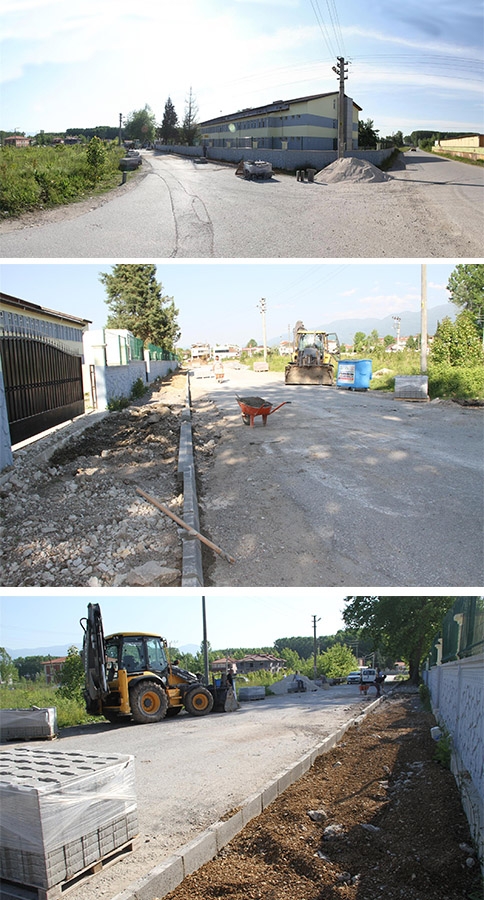 TİCARET MESLEK LİSESİ ÖNÜNE KALDIRIM ÇALIŞMASI BAŞLADI