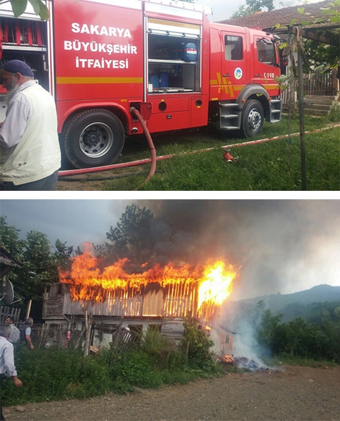 Akyazı'da Ahır ve Samanlık Yangını