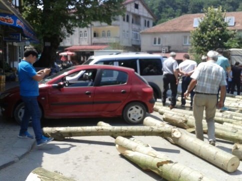 Tomruk Yüklü Traktörün Dingili Kırıldı