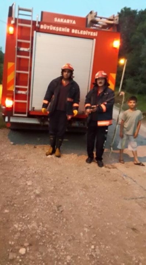 Eve Giren Yılanı Itfaiye Ekipleri Çıkarttı