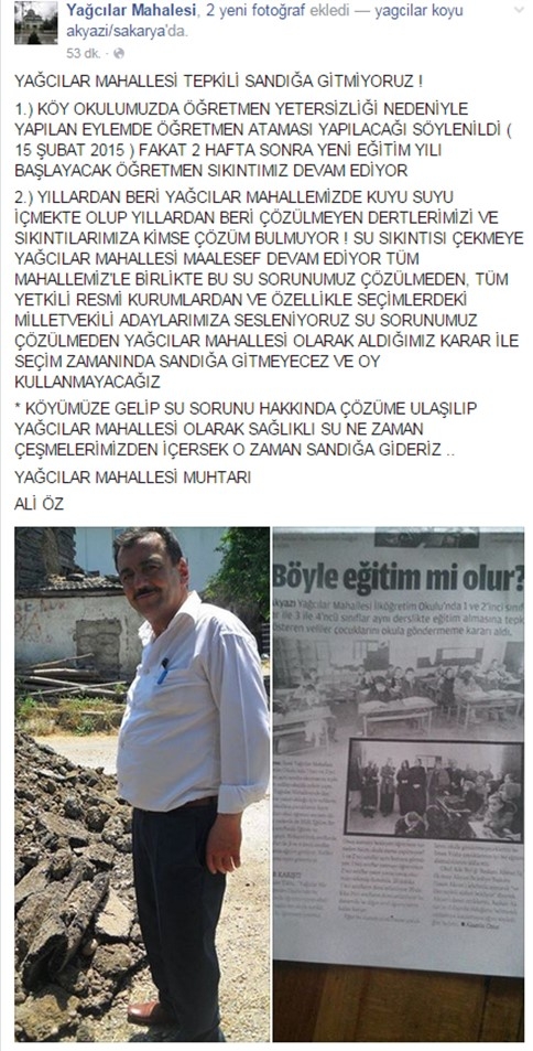 Yağcılar Mahesi Tepkili, SANDIĞA GİTMİYORUZ