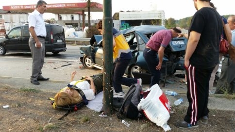 Ormankoy'de zincirleme kaza 4 Yaralı