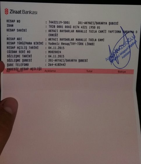 Akyazı Haydarlar “Tuzla Camii” Yardımlarınızı Bekliyor !!!