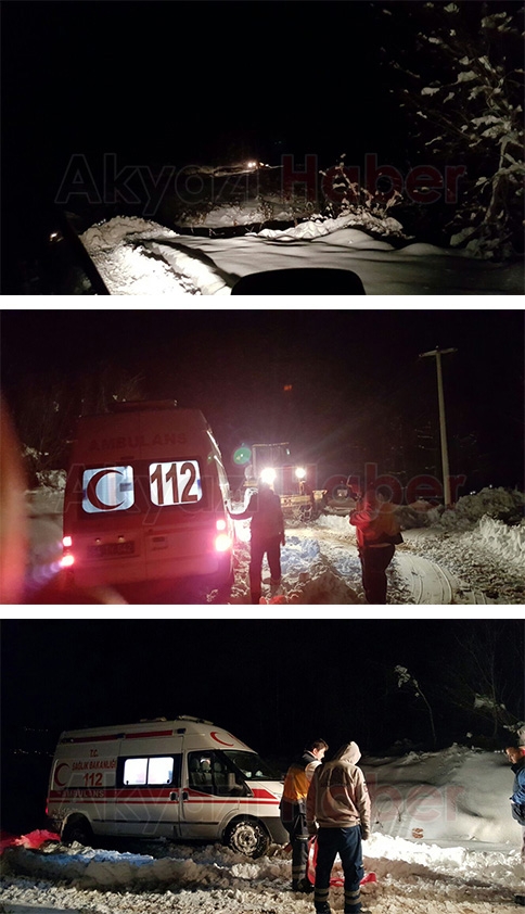Kara Saplanan Ambulansı İş Makinası Kurtardı