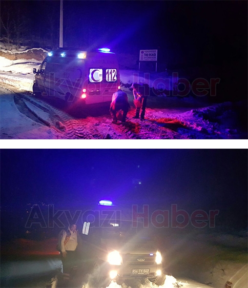 Kara Saplanan Ambulansı İş Makinası Kurtardı