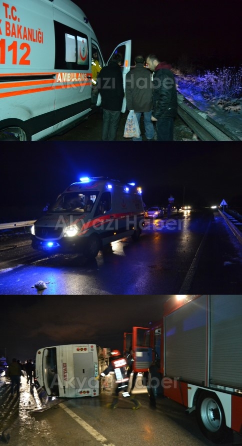 Akyazı Adapazarı Yolcu Minibüsü Devrildi