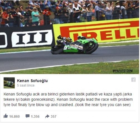 Kenan Sofuoğlu'nun Lastiği Patladı