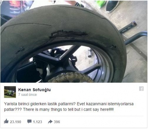 Kenan Sofuoğlu'nun Lastiği Patladı