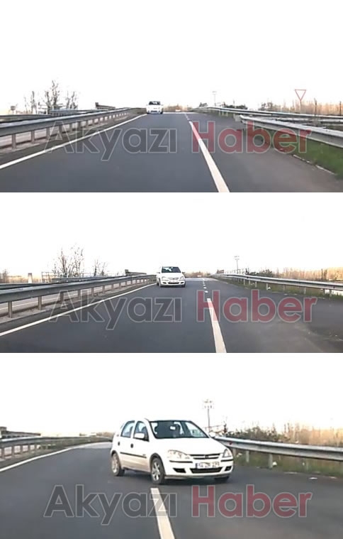 Ters Şeride Giren Otomobil Tehlike Saçtı
