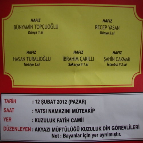 Kuzuluk Fatih Cami'sinden Kur'an Ziyafeti