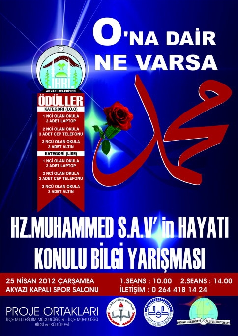 Akyazı Belediyesi Hz.Muhammed S.A.V Konulu Bilgi Yarışması Düzenledi!