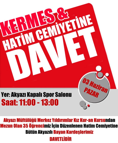 HATİM CEMİYETİNE DAVET!
