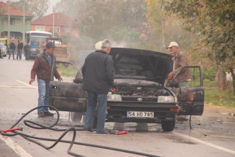 LPG'li OTOMOBİL ALEV ALDI