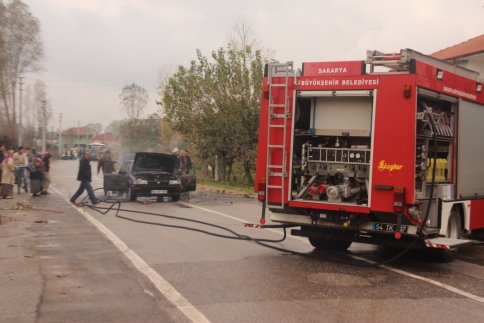 LPG'li OTOMOBİL ALEV ALDI