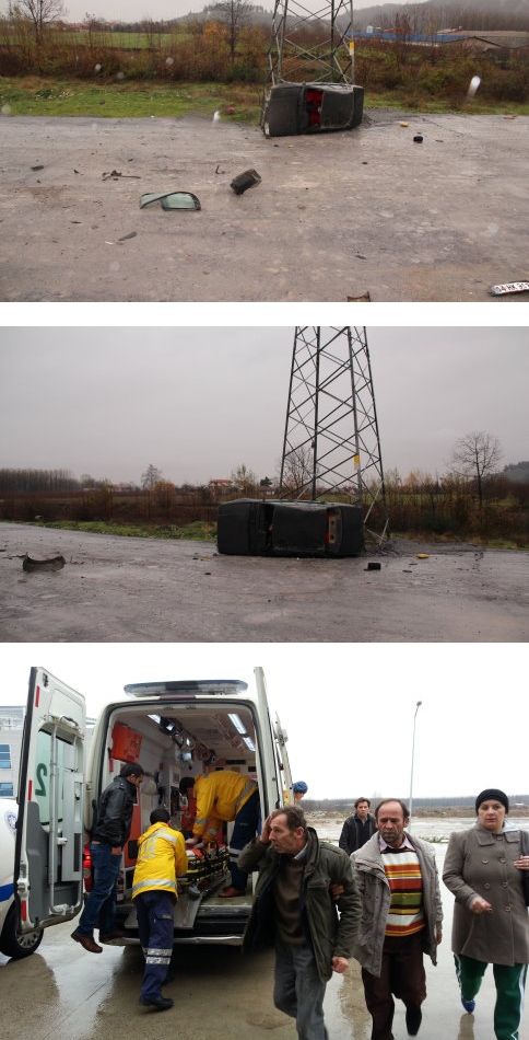 Kontrolden Çıkan Otomobil 20 Metre Uçtu