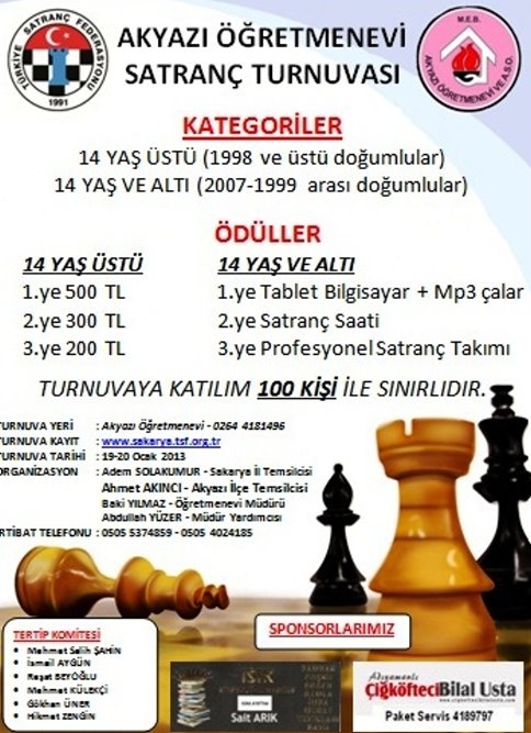 Ödüllü Satranç Turnuvası Başlıyor