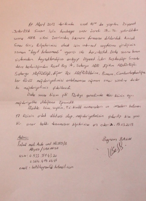 Sınav Mağdurlarından Bayram Balık Hakkını Aramayı Sürdürüyor 