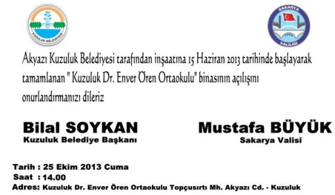 Kuzuluk Ortaokulu Açılıyor