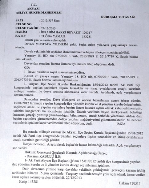 Akyazı Ak Parti İlçe Kongresi İptal Edildi