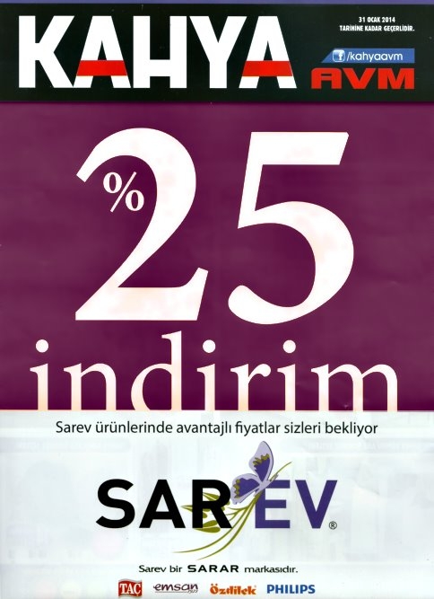 Kahya AVM'de Sarev Ürünleri %25 İndirimli
