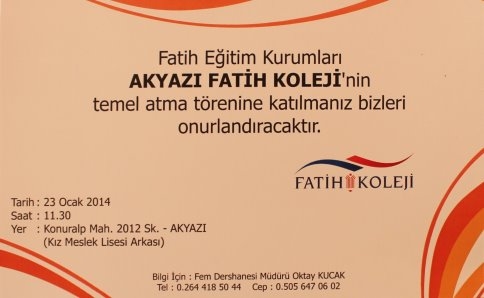 Akyazı'da İlk Kolejin Temelleri Atılıyor