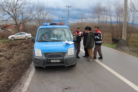 Yoldan Çıkan Otomobil Tarlaya Uçtu