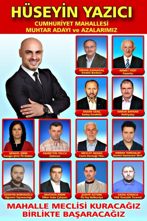 Hüseyin Yazıcı Cumhuriyet Mahesi Muhtar Adayı