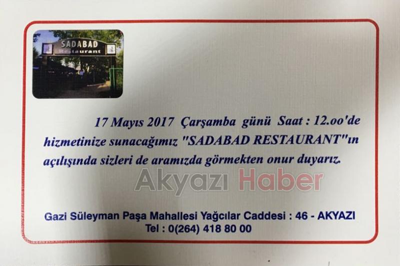 SADABAT RESTAURANT AÇILIYOR