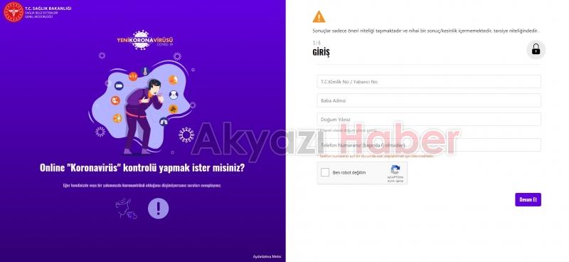 Sağlık Bakanlığından online koronavirüs testi