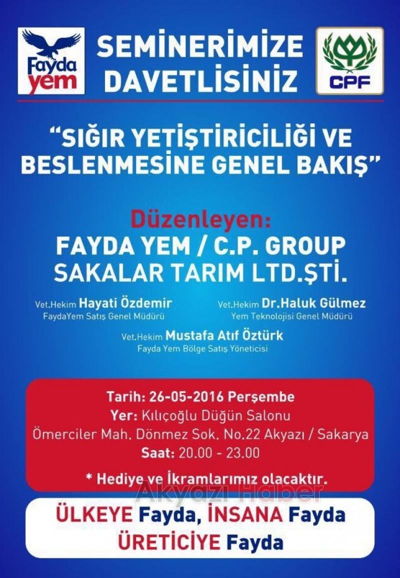 Sakalar Tarım’dan Üreticiye Fayda Seminerine Davet