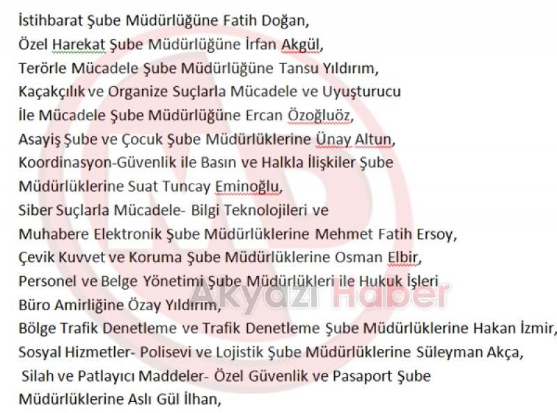 Sakarya Emniyetinde Büyük Rotasyon