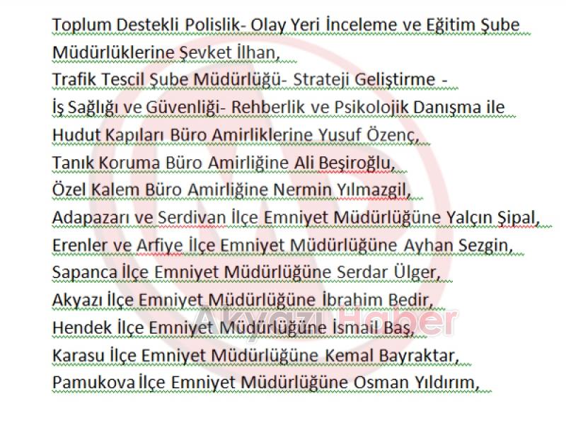 Sakarya Emniyetinde Büyük Rotasyon