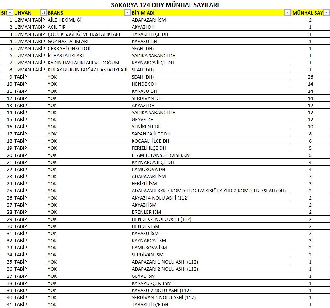 Sakarya'ya 179 doktor geliyor
