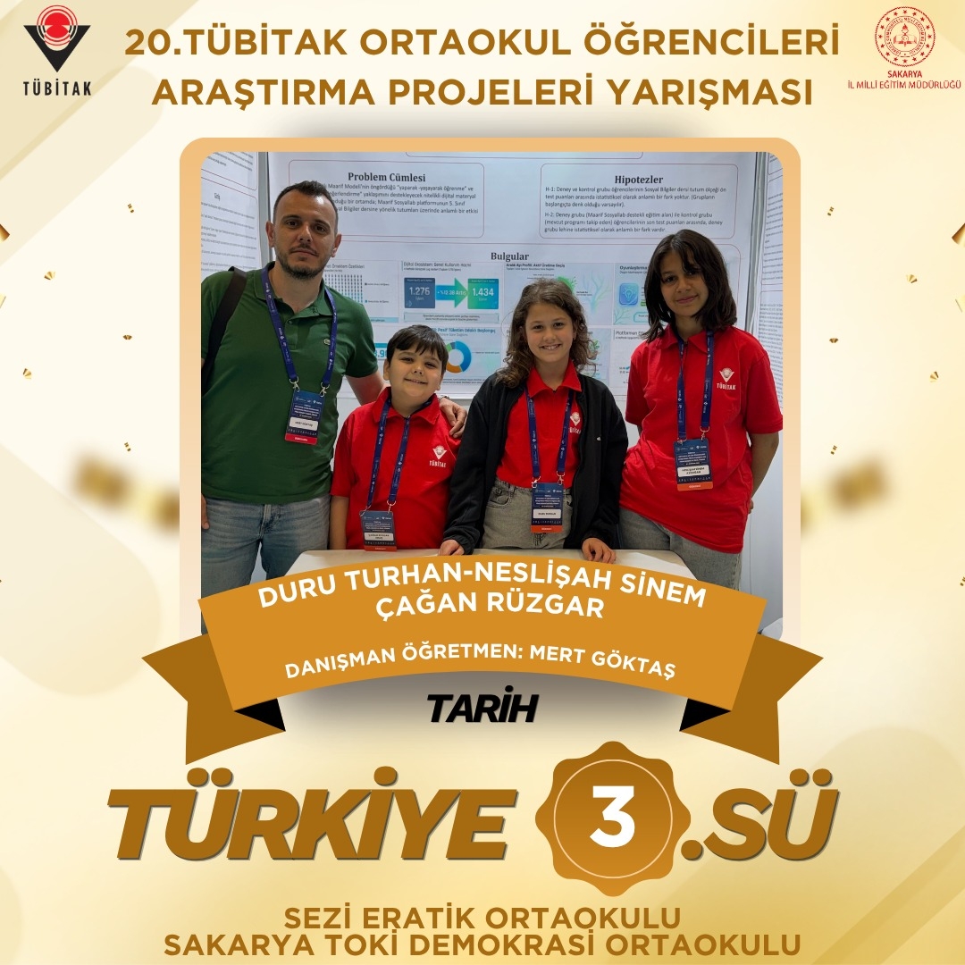 Sakarya’dan TÜBİTAK Türkiye Finallerinde gururlandıran başarı