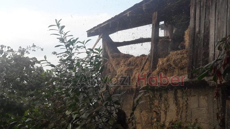 Samanlık yangını Eve sıçramadan söndürüldü