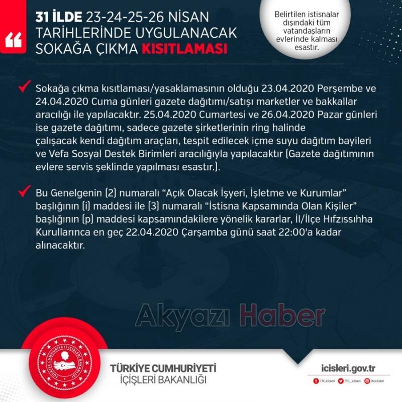 Sokağa çıkma yasağı öncesi bakkal ve marketlere düzenleme